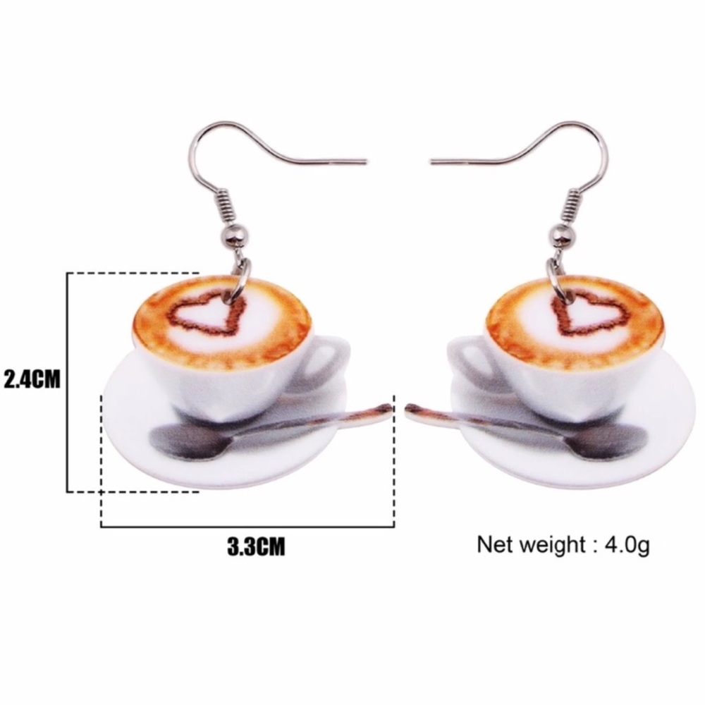 Cappuccino Americana Coffee Cup Acrylic Earrings - Picture 6 of 6